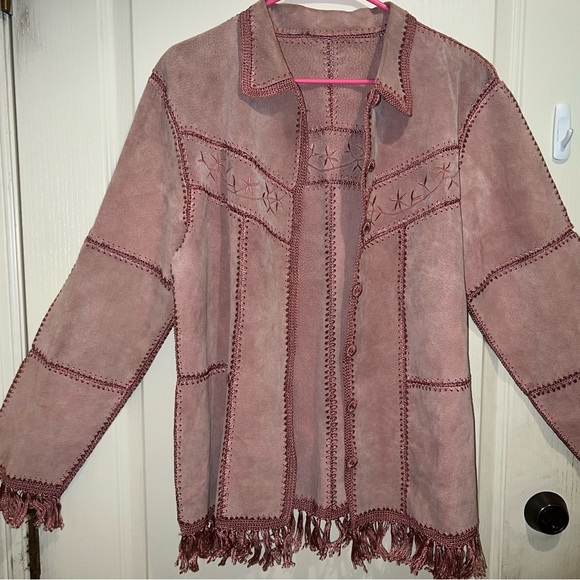 dressbarn Jackets & Blazers - Used Dressbarn pink leather patchwork jacket